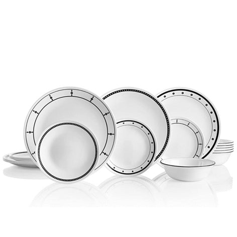 Corelle® Black & White 18pc Dinner Set (Service for 6)