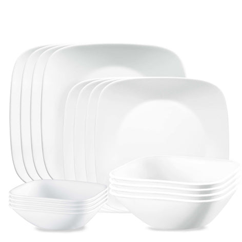 Corelle Pure White Square 16pc Dinner Set - No Mug