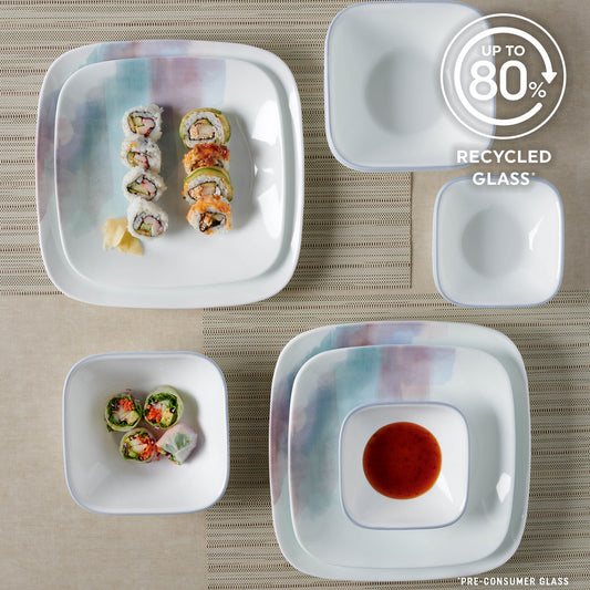 Corelle Aquarello Square 16pc Dinner Set