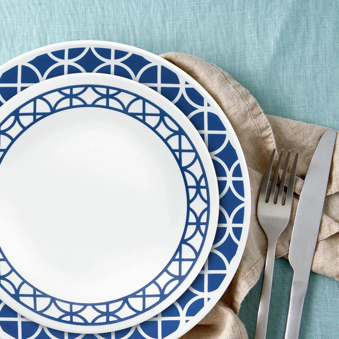 Corelle Cobalt Circles 16pc Dinner Set (No Mug)