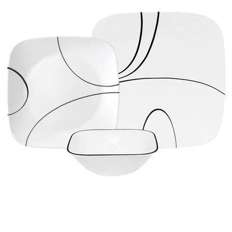 Corelle Simple Lines Square 18pc Dinner Set