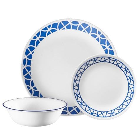 Corelle Cobalt Circles 12pc Dinner Set