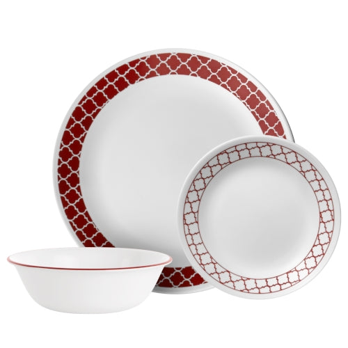 Corelle Crimson Trellis 12pc Dinner Set