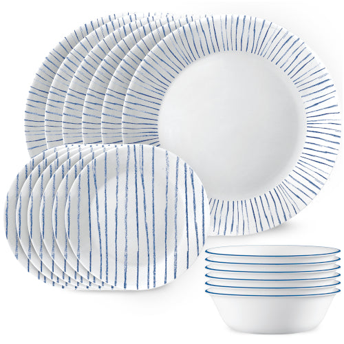 Corelle Nautical Stripes 18pc Dinner Set