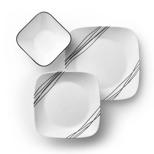 Corelle Simple Sketch Square 16pc Dinner Set