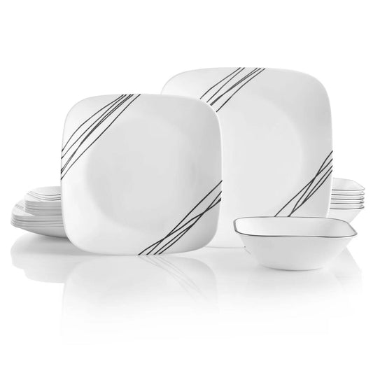 Corelle Simple Sketch Square 16pc Dinner Set