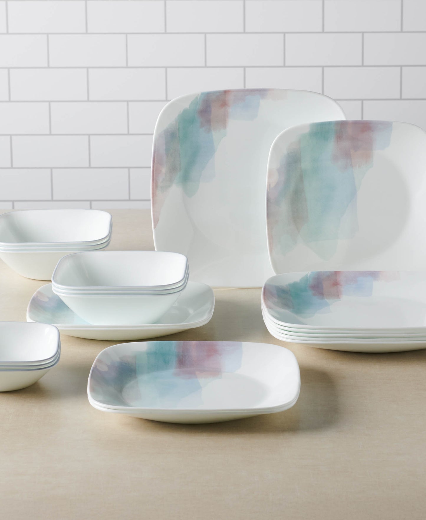 Corelle Aquarello Square 16pc Dinner Set